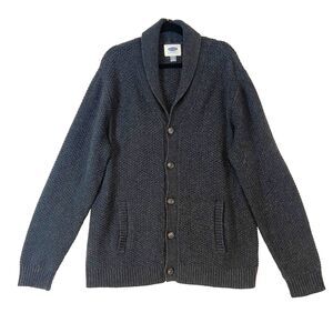 Old Navy Men's Cardigan XL Gray Knit Button Up Shawl Collar Wool Grandpa Grunge